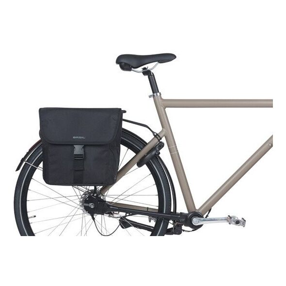 Sakwa miejska podwójna BASIL GO DOUBLE BAG 32L, Universal Bridge System, solid black (NEW 2025)