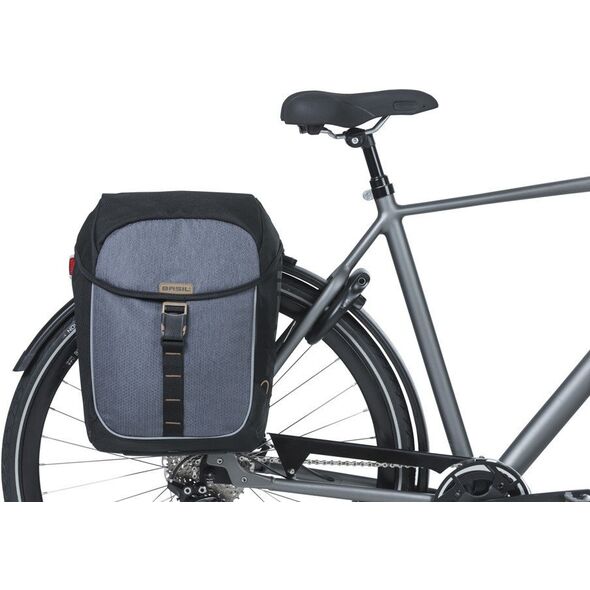Sakwa miejska podwójna BASIL MILES TARPAULIN DOUBLE PANNIER BAG MIK 34L, MIK System (ready to go), 100% wodoodporna black slate (NEW 2025)