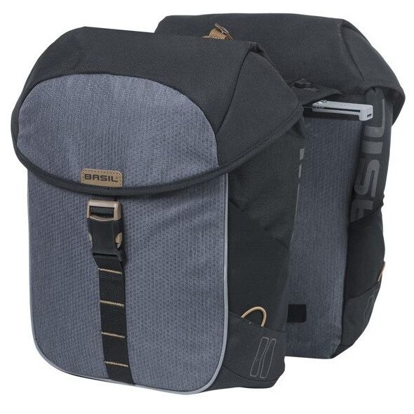 Sakwa miejska podwójna BASIL MILES TARPAULIN DOUBLE PANNIER BAG MIK 34L, MIK System (ready to go), 100% wodoodporna black slate (NEW 2025)