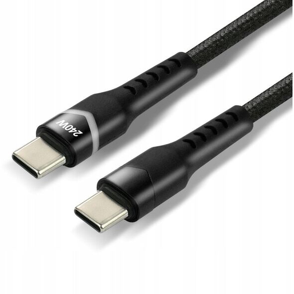 Πλεκτό καλώδιο USB-C -> USB-C 1m 240W RGB μαύρο