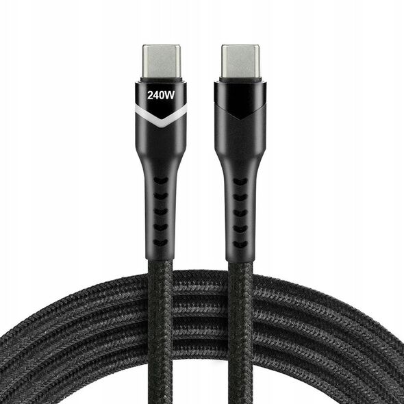 Πλεκτό καλώδιο USB-C -> USB-C 1m 240W RGB μαύρο
