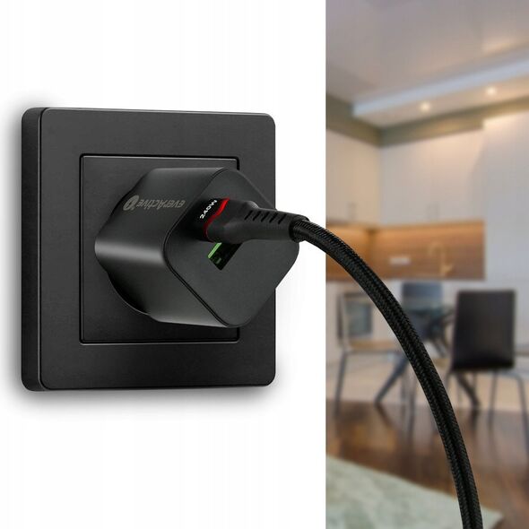Πλεκτό καλώδιο USB-C -> USB-C 1m 240W RGB μαύρο