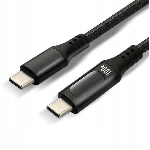 Πλεκτό καλώδιο USB-C -> USB-C 1m 100W ενσωματωμένη οθόνη μαύρο