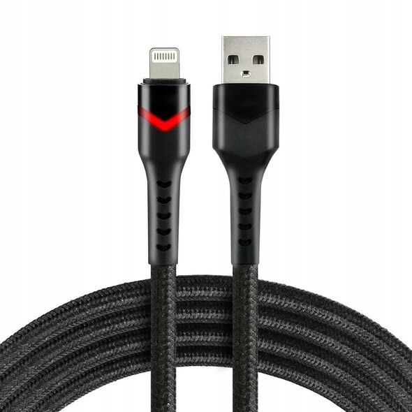 Πλεκτό καλώδιο USB -> Lighting 1m 2.4A RGB LED μαύρο