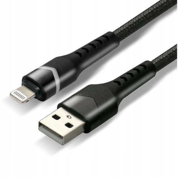 Πλεκτό καλώδιο USB -> Lighting 1m 2.4A RGB LED μαύρο