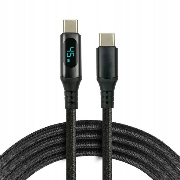 Πλεκτό καλώδιο USB-C -> USB-C 3m 60W με ενσωματωμένη οθόνη μαύρο