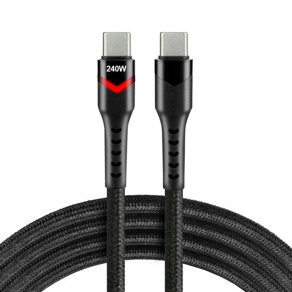 Πλεκτό καλώδιο USB-C -> USB-C 2m 240W RGB μαύρο