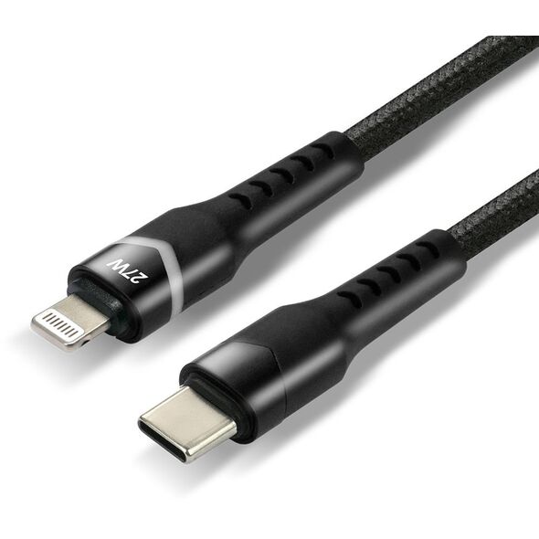 Πλεκτό καλώδιο USB-C -> Lightning 1m 27W RGB LED μαύρο