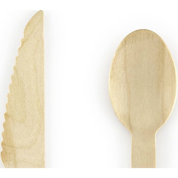 PartyDeco Sztućce drewniane - jasny niebieski 16 cm one size