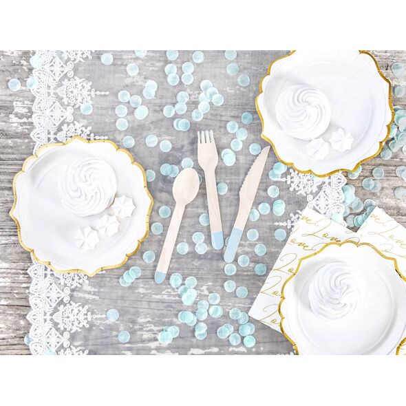 PartyDeco Sztućce drewniane - jasny niebieski 16 cm one size