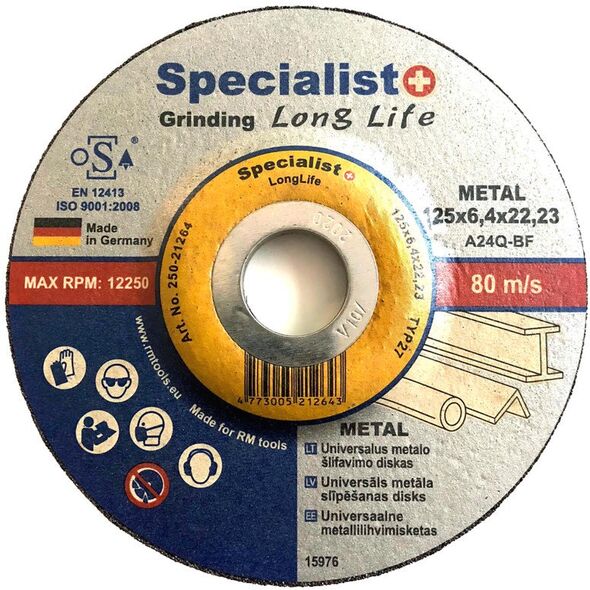 SPECIALIST+ τριβείο. δίσκος LONG LIFE, 125x6.4x22 mm