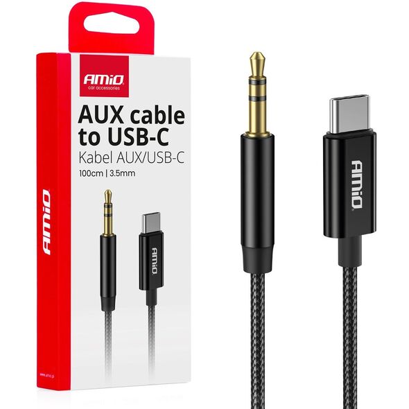Kabel audio usb-c na aux mini jack 3.5mm 1m amio-04294