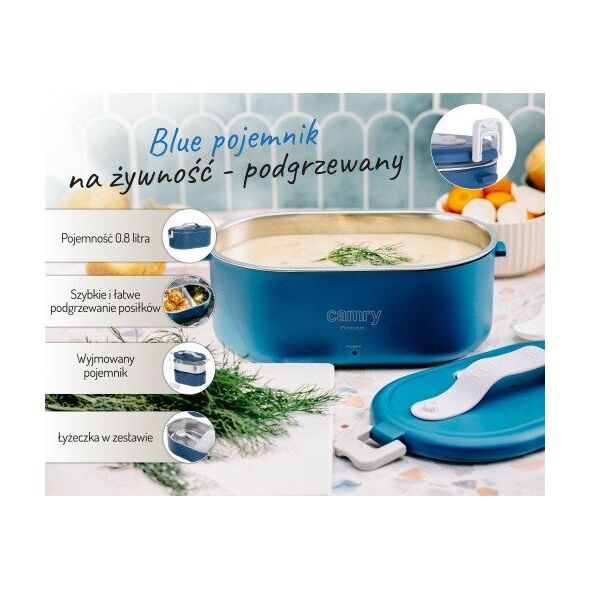 CR 4517 Pojemnik na żywność - podgrzewany - zestaw - metalowy pojemnik + komplet sztućców + woreczek podróżny