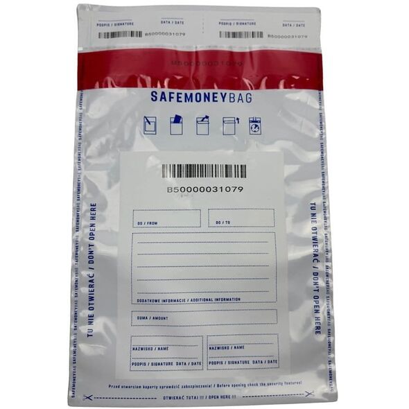 SAFEMONEYBAG Ασφαλείς τσάντες κατάθεσης λευκές B5 190mmx260mm+35mm 100 τεμ