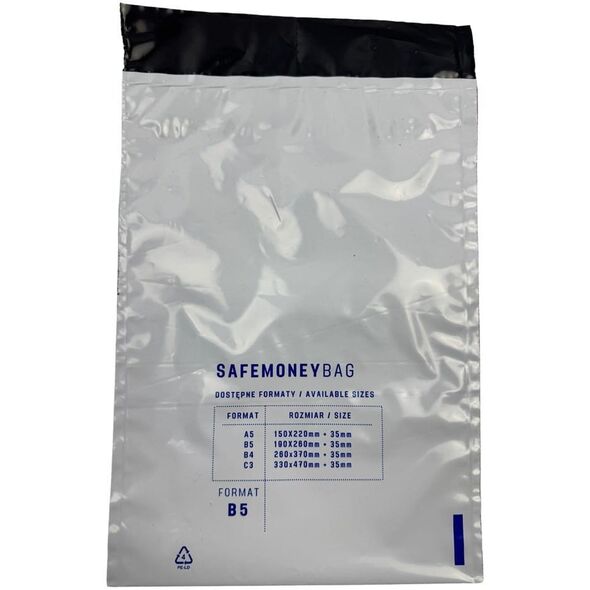 SAFEMONEYBAG Ασφαλείς τσάντες κατάθεσης λευκές B5 190mmx260mm+35mm 100 τεμ