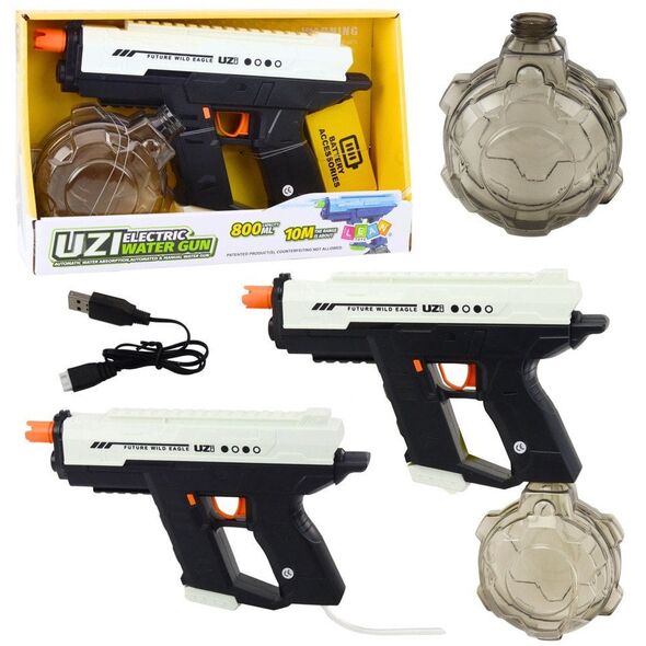 Elektryczny Pistolet Na Wodę Automatyczny 10m Czarno Biały 800ml LEAN Toys