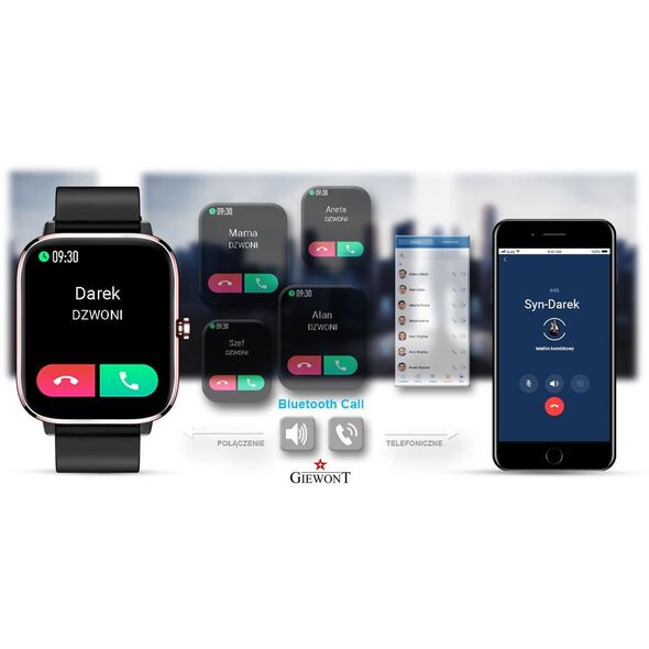 Smartwatch Giewont Dynamic SmartCall GW230-3 - Rose Gold/Black Effect