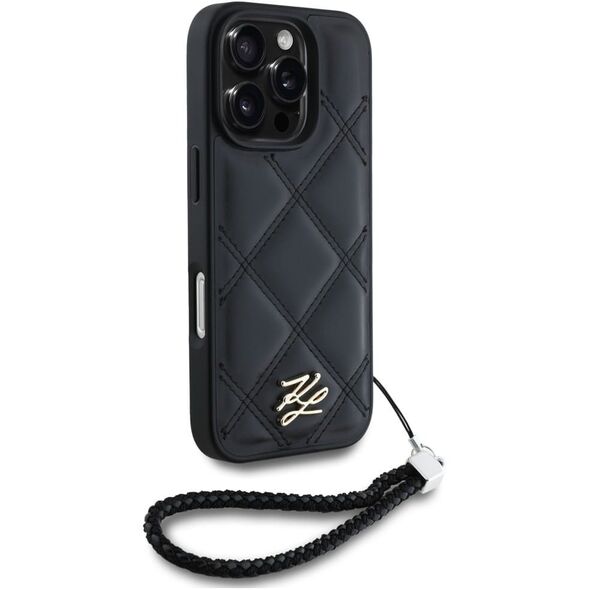 Etui Karl Lagerfeld Quilted Initial Logo & Chain Strap do Apple iPhone 16 Pro czarny