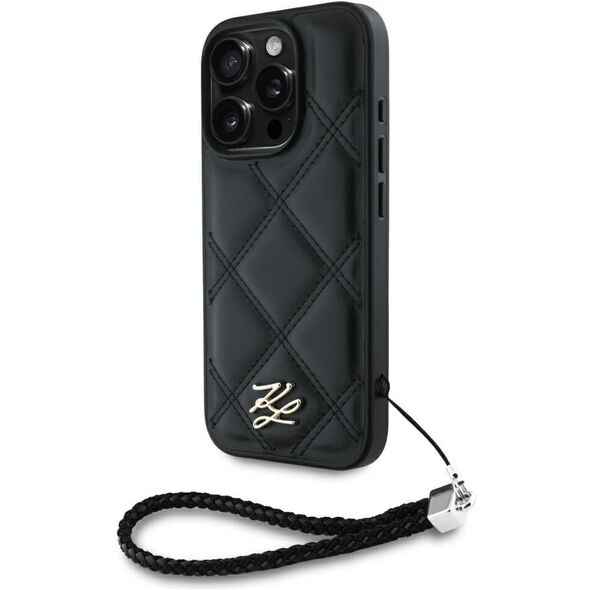 Etui Karl Lagerfeld Quilted Initial Logo & Chain Strap do Apple iPhone 16 Pro Max czarny
