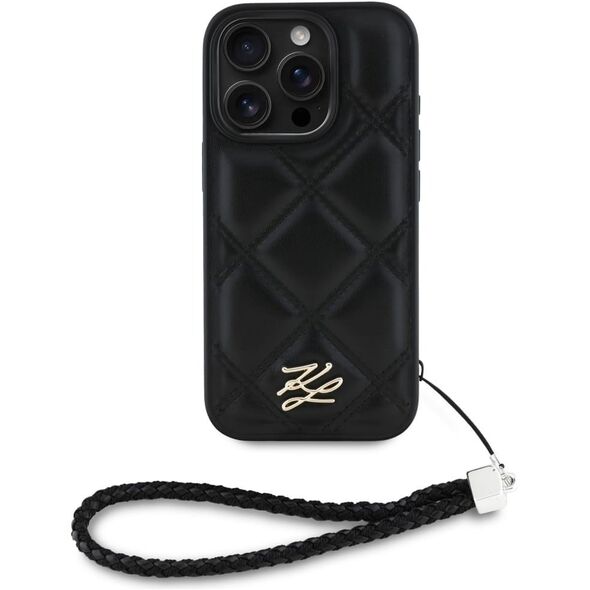 Etui Karl Lagerfeld Quilted Initial Logo & Chain Strap do Apple iPhone 16 Pro Max czarny