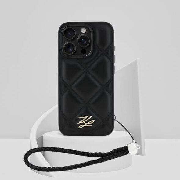 Etui Karl Lagerfeld Quilted Initial Logo & Chain Strap do Apple iPhone 16 Pro Max czarny