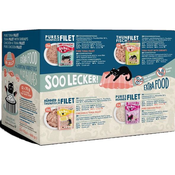 Lucky Lou Karma Dla Kota Jelly-Mix-Box Saszetki 12x70g