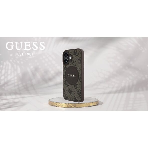 Etui Guess 4G Circle Classic Logo        MagSafe do iPhone 16 brązowy
