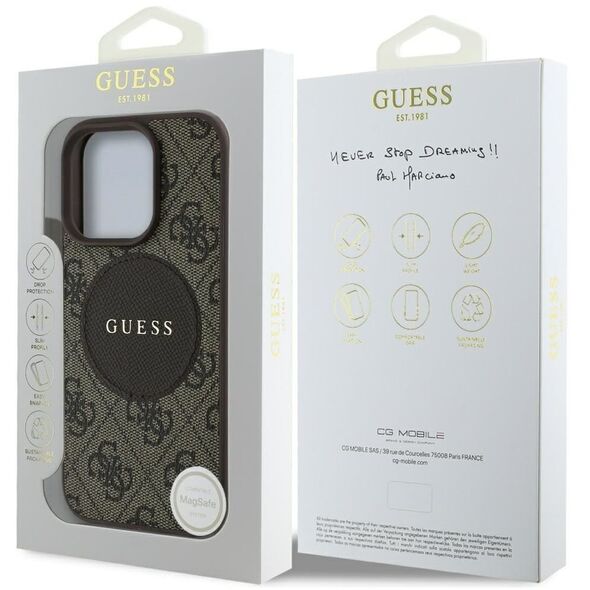 Etui Guess 4G Circle Classic Logo        MagSafe do iPhone 16 Pro Max brązowy