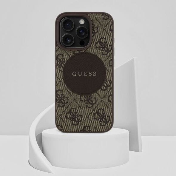 Etui Guess 4G Circle Classic Logo        MagSafe do iPhone 16 Pro brązowy