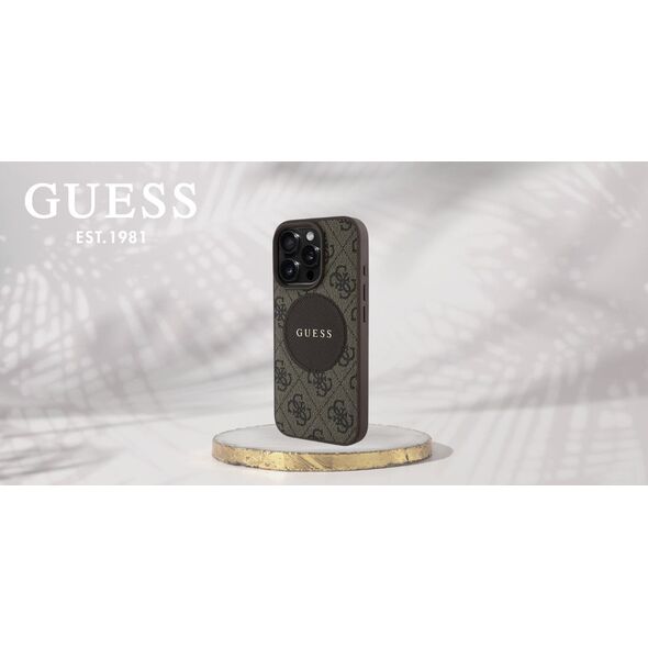 Etui Guess 4G Circle Classic Logo        MagSafe do iPhone 16 Pro brązowy