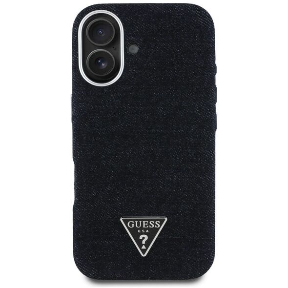 Etui Guess Denim Triangle Logo MagSafe   do iPhone 16 czarny