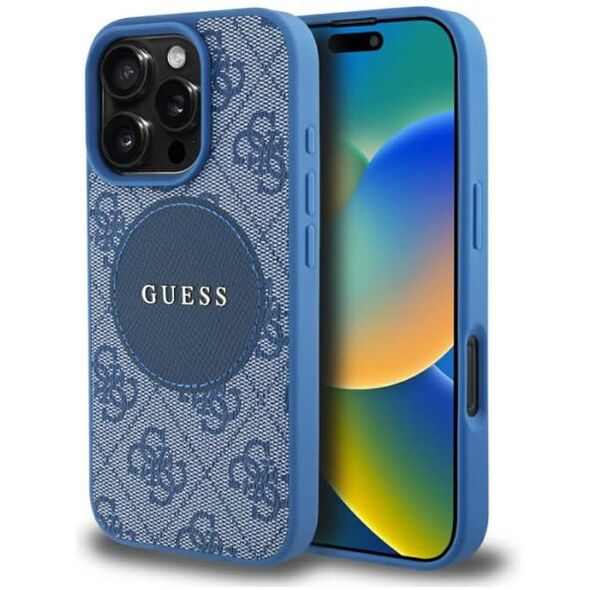 Etui Guess 4G Circle Classic Logo        MagSafe do iPhone 16 Pro niebieski