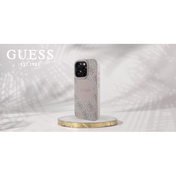 Etui Guess 4G Circle Classic Logo        MagSafe do iPhone 16 Pro Max różowy