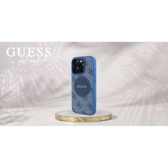 Etui Guess 4G Circle Classic Logo        MagSafe do iPhone 16 Pro Max niebieski