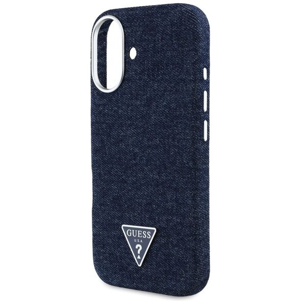 Etui Guess Denim Triangle Logo MagSafe   do iPhone 16 niebieski