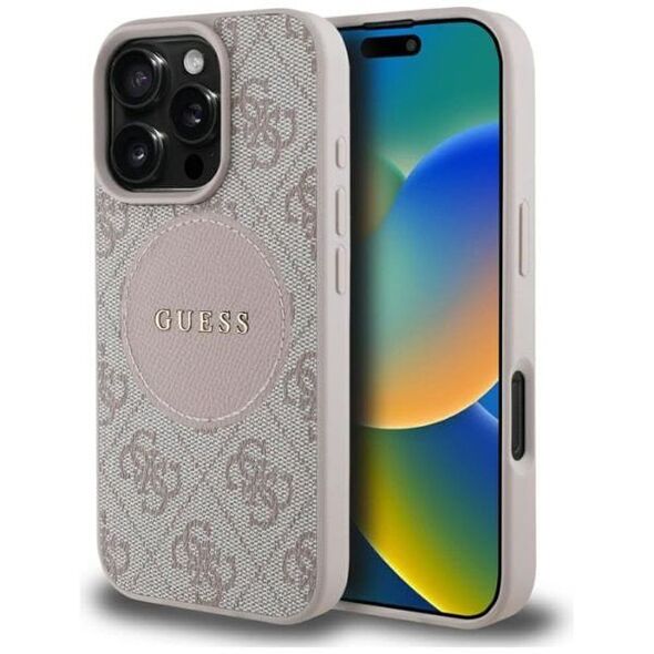 Etui Guess 4G Circle Classic Logo        MagSafe do iPhone 16 Pro różowy