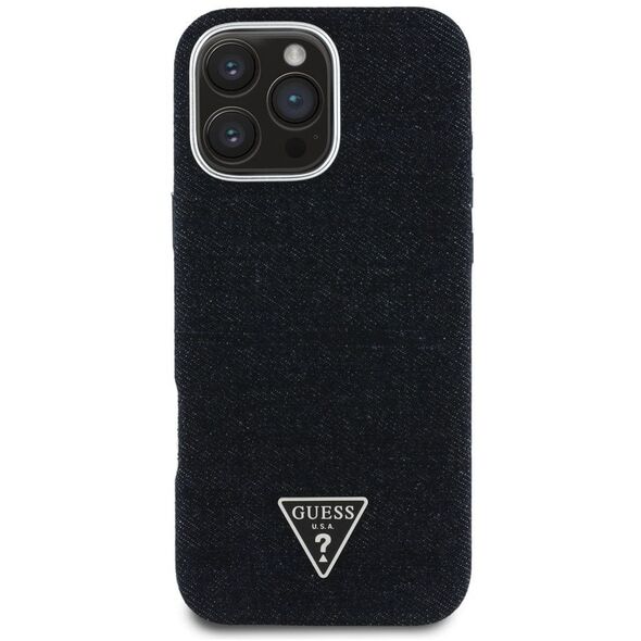 Etui Guess Denim Triangle Logo MagSafe   do iPhone 16 Pro Max czarny