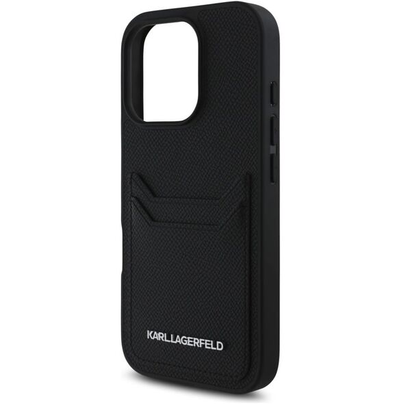 Etui Karl Lagerfeld HC Grained PU        Cardslot Metal Elong do iPhone 16 Pro Max czarny
