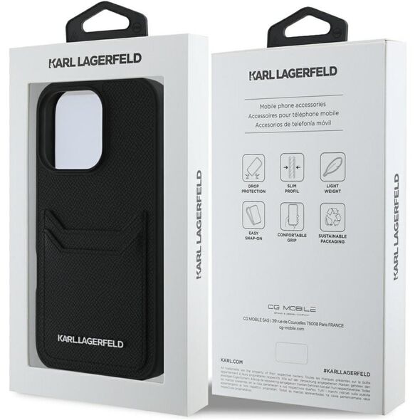 Etui Karl Lagerfeld HC Grained PU        Cardslot Metal Elong do iPhone 16 Pro Max czarny