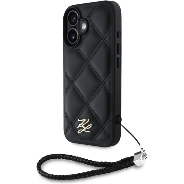 Etui Karl Lagerfeld Quilted Initial Logo & Chain Strap do iPhone 16 czarny