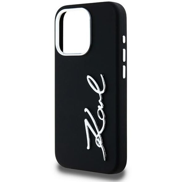 Etui Karl Lagerfeld Silicone Metal       Script Logo do iPhone 15 Pro Max czarny