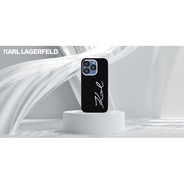 Etui Karl Lagerfeld Silicone Metal       Script Logo do iPhone 15 Pro Max czarny
