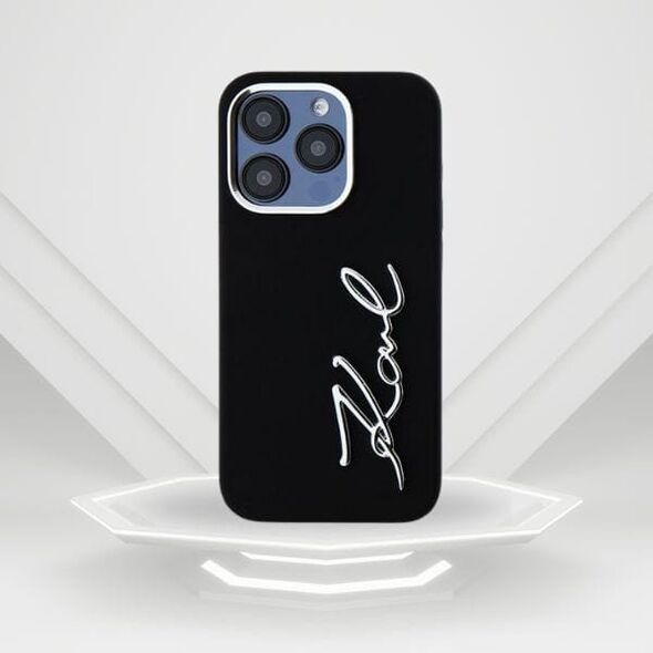 Etui Karl Lagerfeld Silicone Metal       Script Logo do iPhone 15 Pro Max czarny