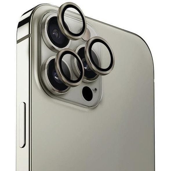 UNIQ Optix Aluminium Camera Lens Protector iPhone 16 Pro 6.3" / 16 Pro Max 6.9" titanium grey szkło na obiektyw aparatu z aplikatorem
