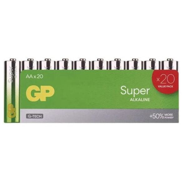 Bateria alkaliczna, AA (LR6), AA, 1.5V, GP, folia, 20-pack, Super