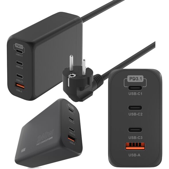 NEWELL SZYBKA ŁADOWARKA SIECIOWE DO TELEFONU 1x USB-A 3x USB-C 240 W