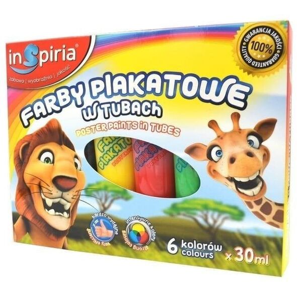 Farby plakatowe w tubach 6 kolorów 30ml EDUKAMP