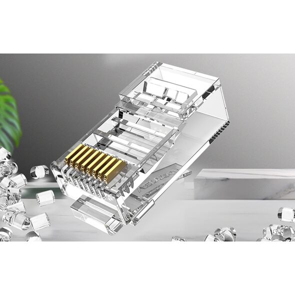 Vention IDBR0-100 wtyczka RJ-45 Srebrny, Przezroczysty