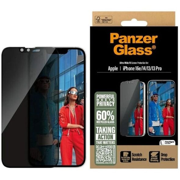 PanzerGlass Ultra-Wide Fit - szkło prywatyzujące do iPhone 16E/14/13/13 Pro czarna ramka - Gwarancja bezpieczeństwa. Proste raty. Bezpłatna wysyłka od 170 zł.