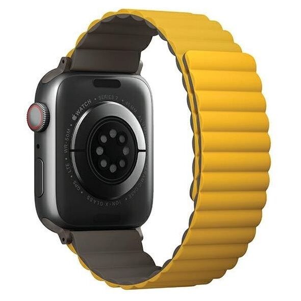UNIQ pasek Revix Apple Watch Series 4/5/6/7/8/SE/SE2/Ultra 42/44/45mm. Reversible Magnetic musztardowy-khaki/mustard-khaki
